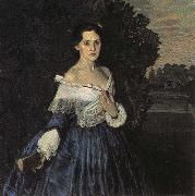 Konstantin Somov Lady in Blue Sweden oil painting artist